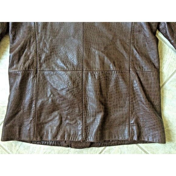 JONES NEW YORK Size Small Sz S Pebbled Leather BROWN Womens Jacket Coat - Picture 5 of 8